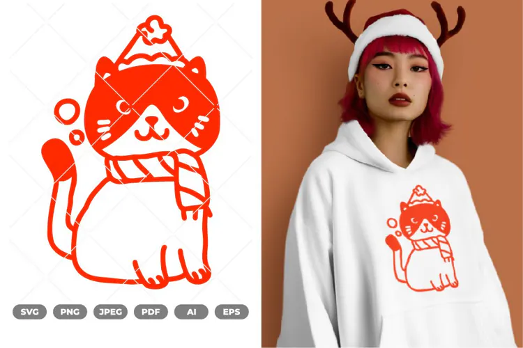 Christmas Cat SVG & Clipart