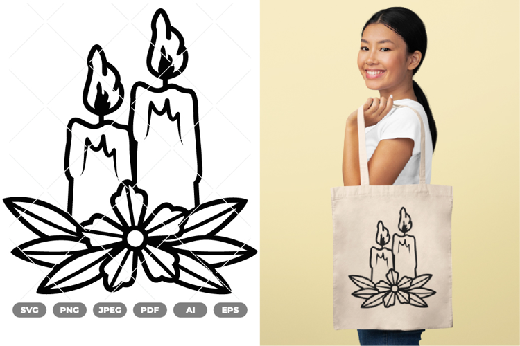 Floral Candle SVG & Clipart