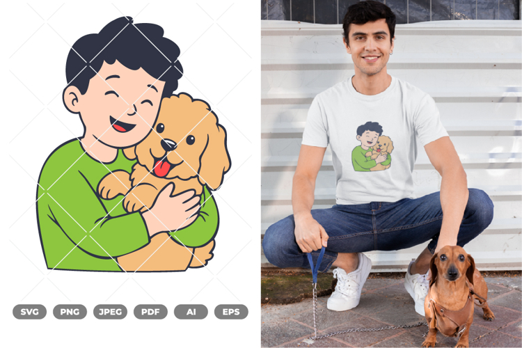 Man and Dog SVG & Clipart