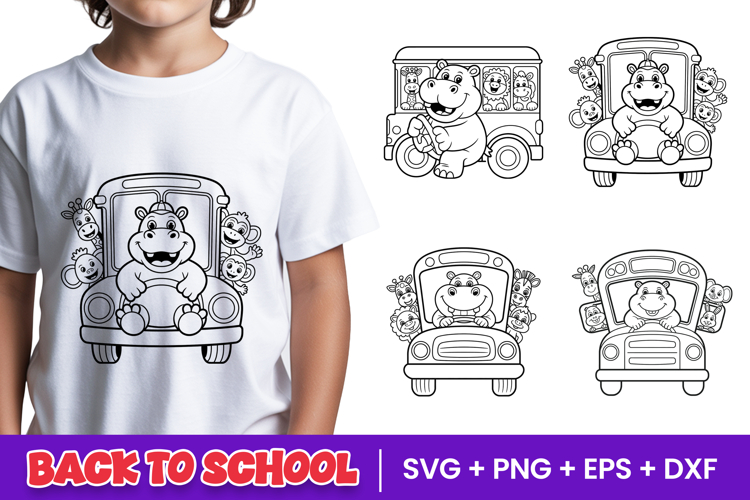 Cute Animal School Bus SVG PNG