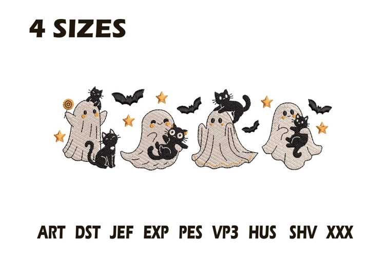 Ghosts and Cats Halloween Embroidery