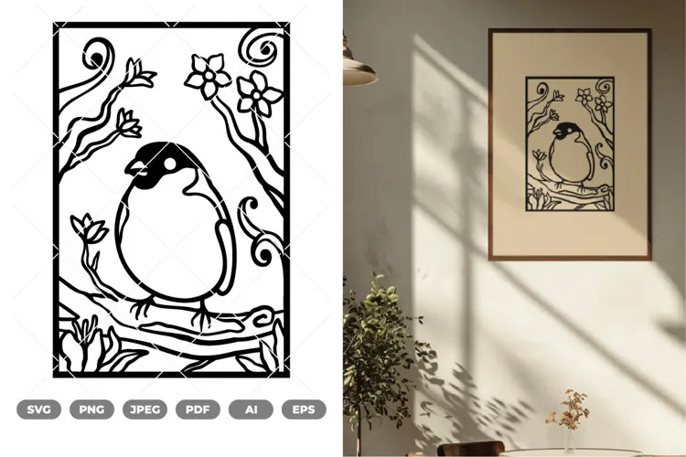 Bird on Branch SVG & Clipart