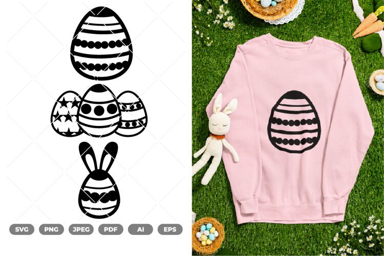 Easter Eggs with Bunny Ears SVG & Clipart example image 1