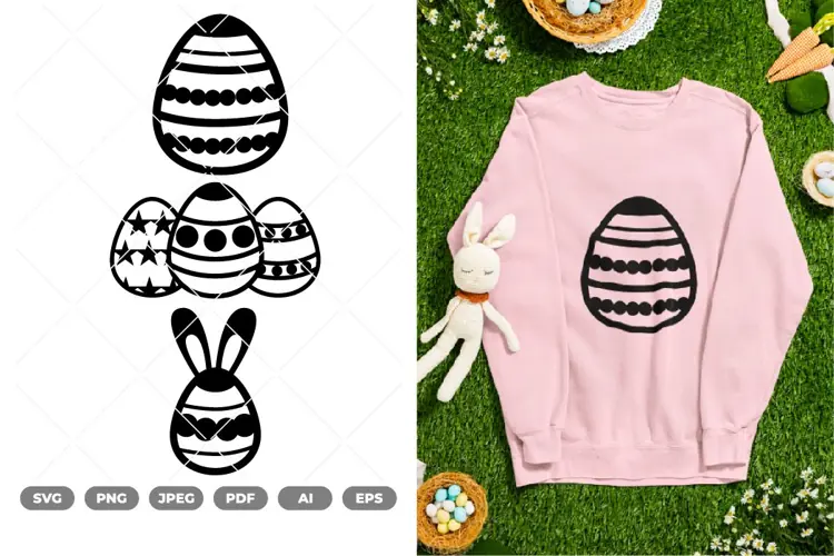 Easter Eggs with Bunny Ears SVG & Clipart