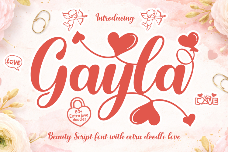 Gayla Romantic Script Font with Love Doodles