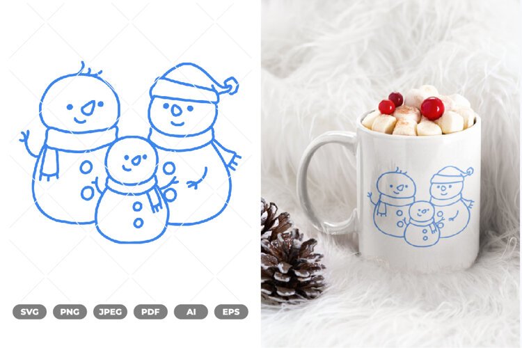 Snowman Family SVG & Clipart example image 1