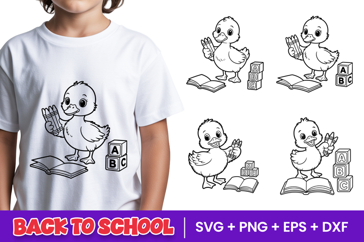 Cute School Duck Student SVG PNG