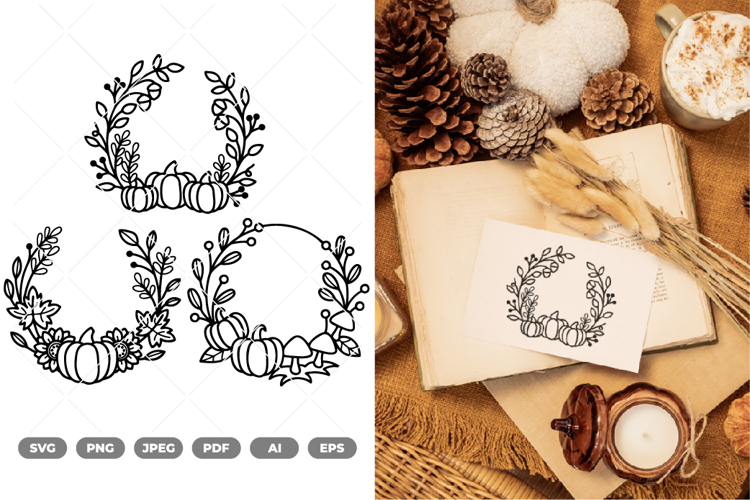 Fall Harvest Wreath SVG & Clipart