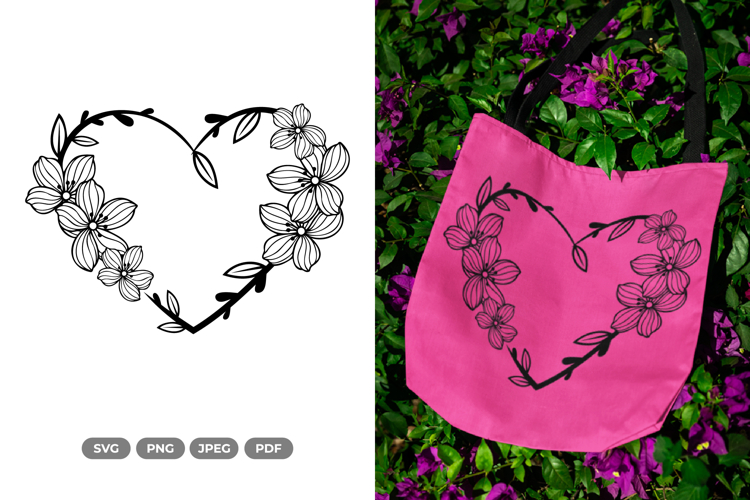 Floral Heart SVG & Clipart - Wedding Invitation