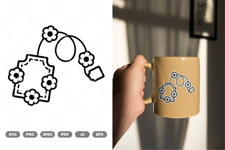 Floral Tea Bag SVG & Clipart