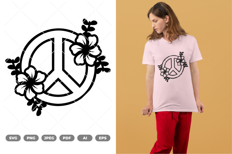 Floral Peace Sign SVG & Clipart