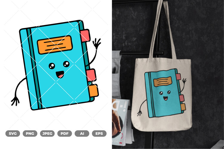 School Supply Cartoon Colored Book SVG & Clipart example image 1