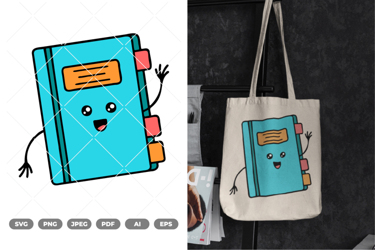 School Supply Cartoon Colored Book SVG & Clipart