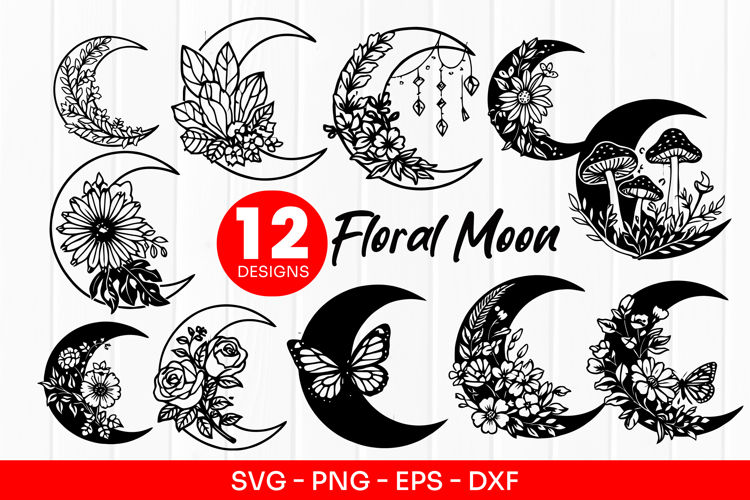 Floral Moon Svg Image 4