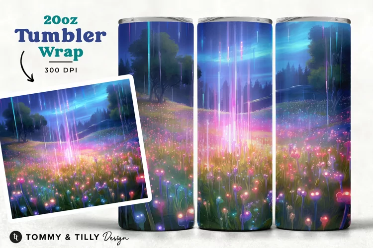 Fantasy Lights Tumbler Wrap PNG | 20oz Straight & Tapered