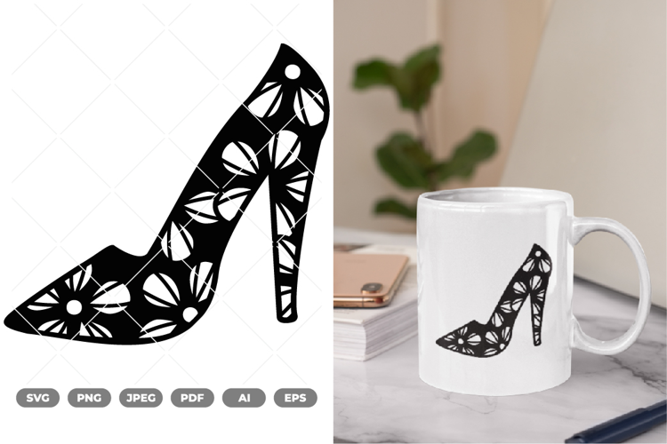 Floral High Heels SVG & Clipart