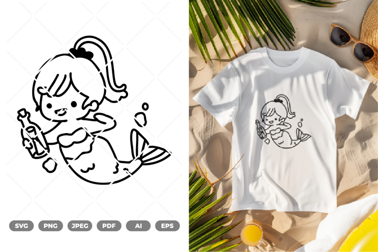 Kawaii Mermaid SVG & Clipart