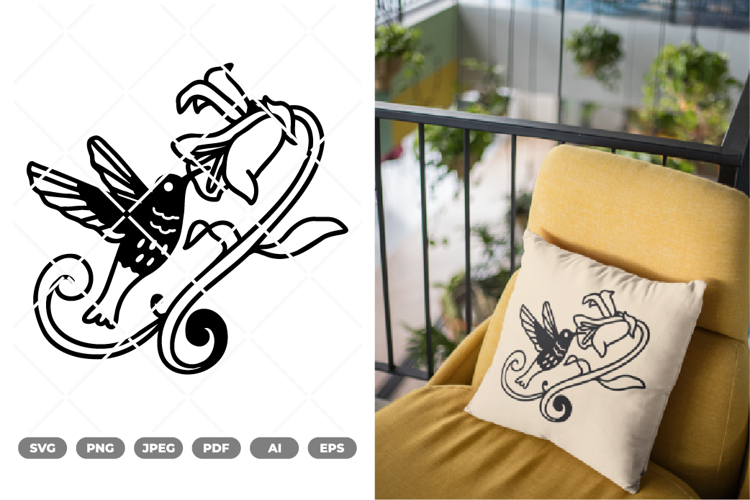 Colibri and Flower SVG & Clipart