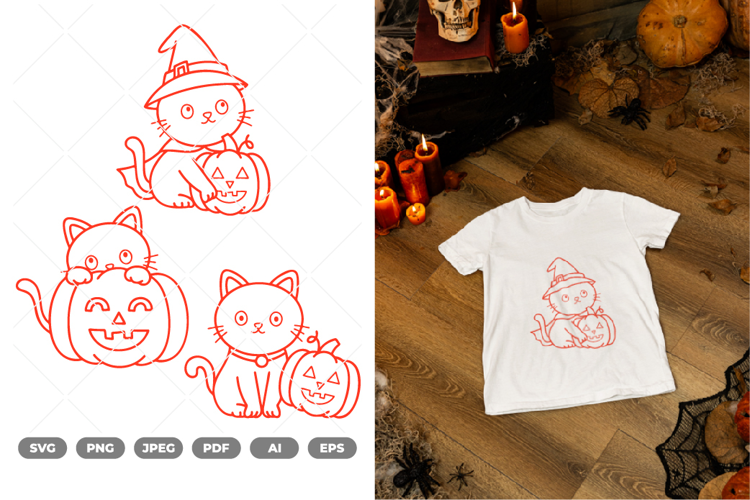 Black Cat & Pumpkin SVG & Clipart