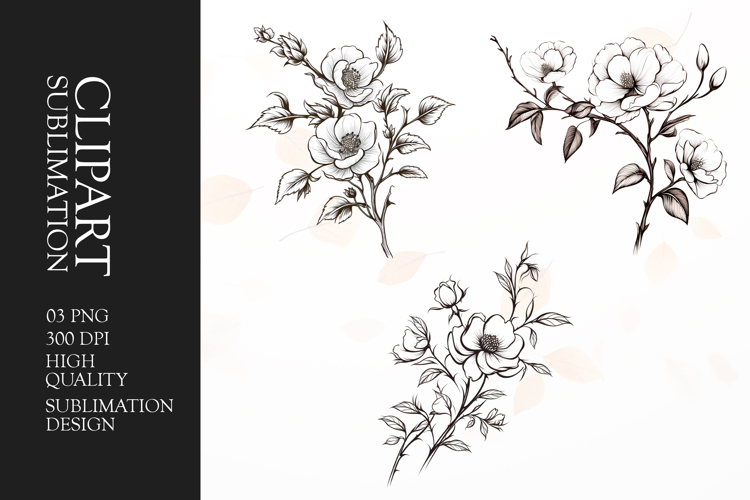 Flower Clipart Black And White Image 9