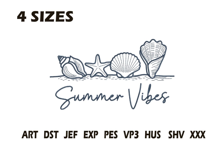 Summer Vibes Seashell Embroidery Design