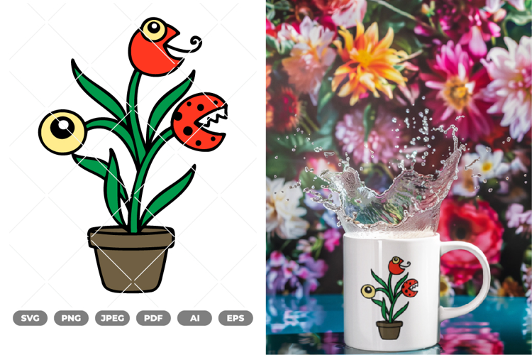 Monster Flower Colored SVG & Clipart