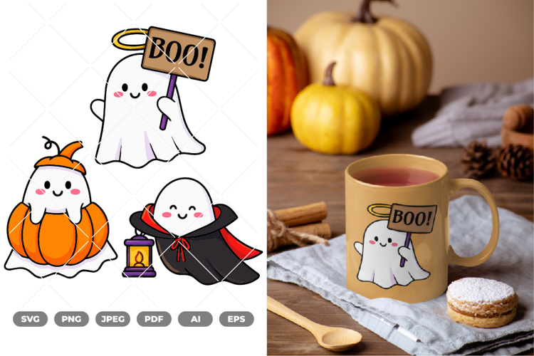 Cute Ghost Colored SVG & Clipart