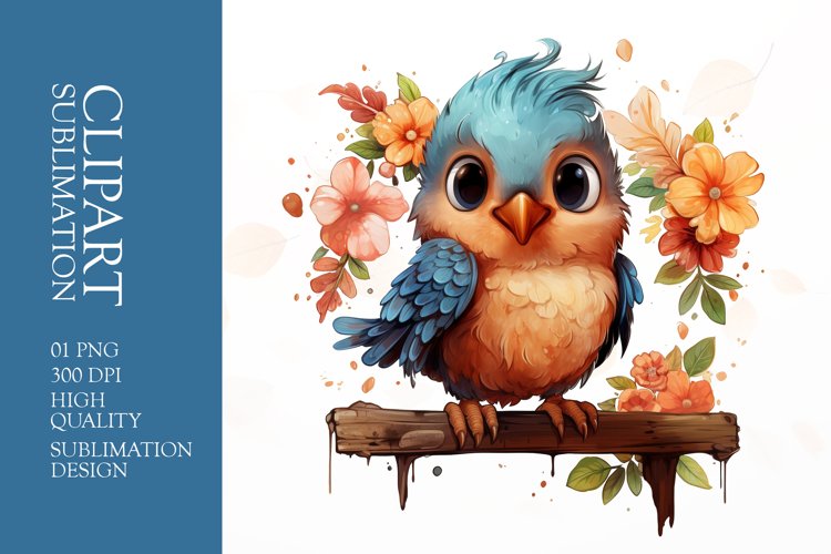 Cute baby bird watercolor clipart sublimation