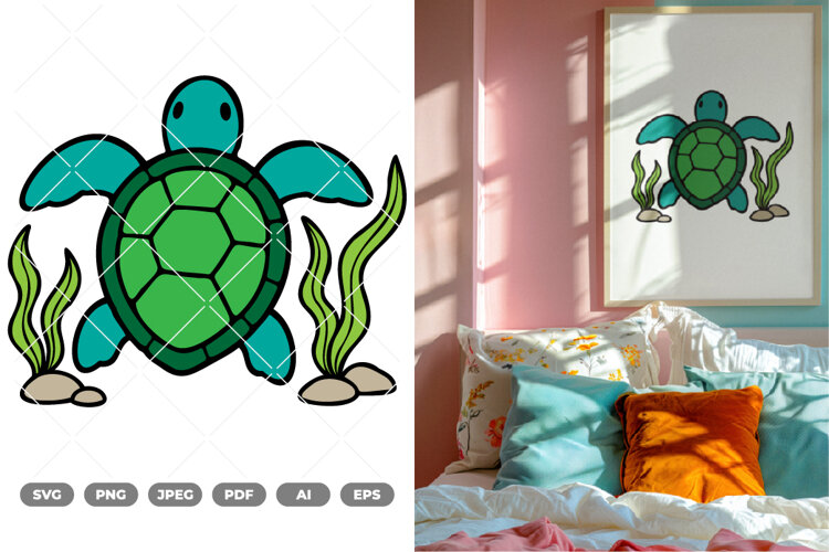 Sea Turtle Colored SVG & Clipart example image 1