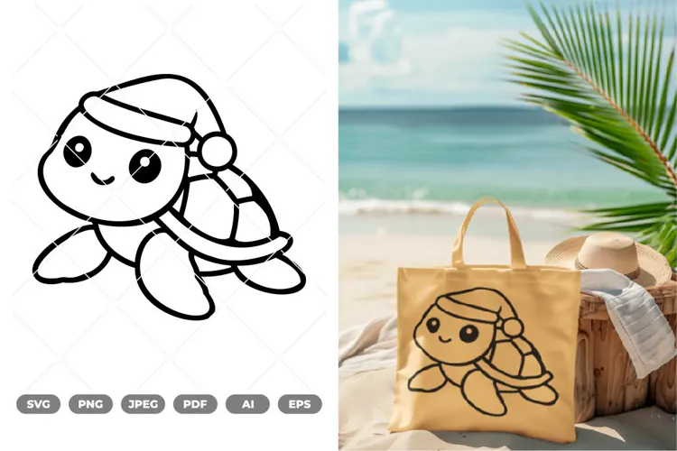 Kawaii Sea Turtle SVG & Clipart