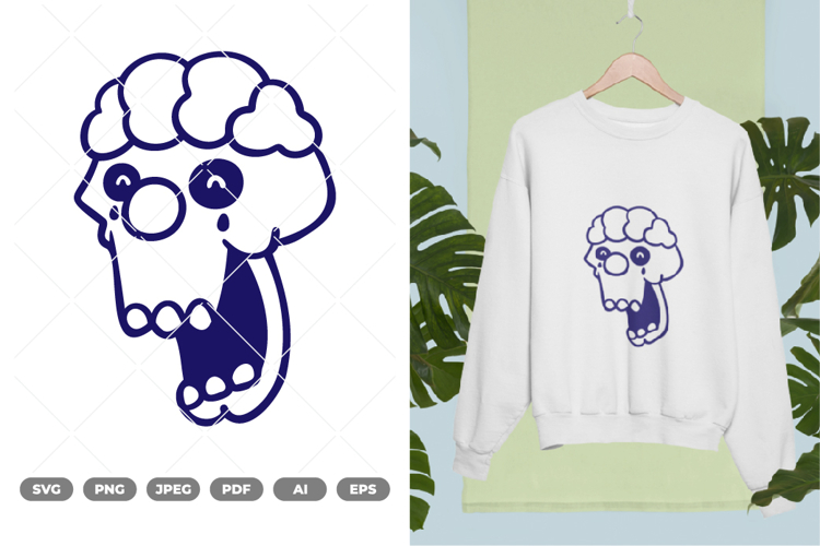 Funny Face Skull SVG & Clipart