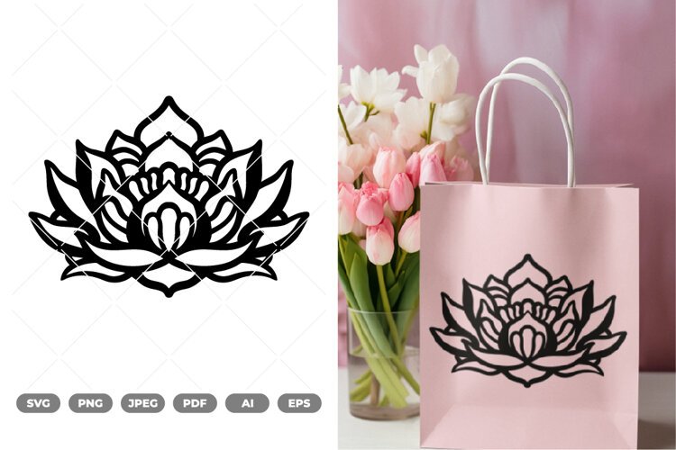 Lotus Wall Decor Cut File SVG & Clipart example image 1