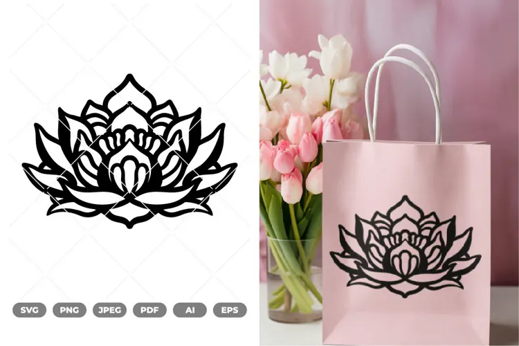 Lotus Wall Decor Cut File SVG & Clipart