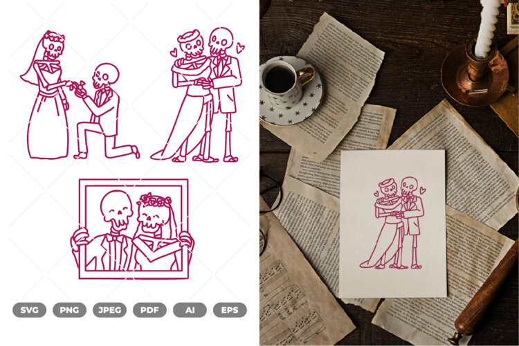 Marriage Skull SVG & Clipart example image 1