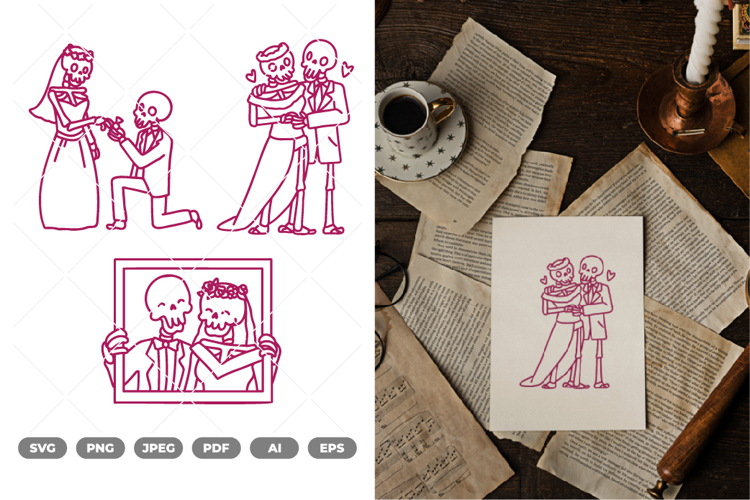 Marriage Skull SVG & Clipart