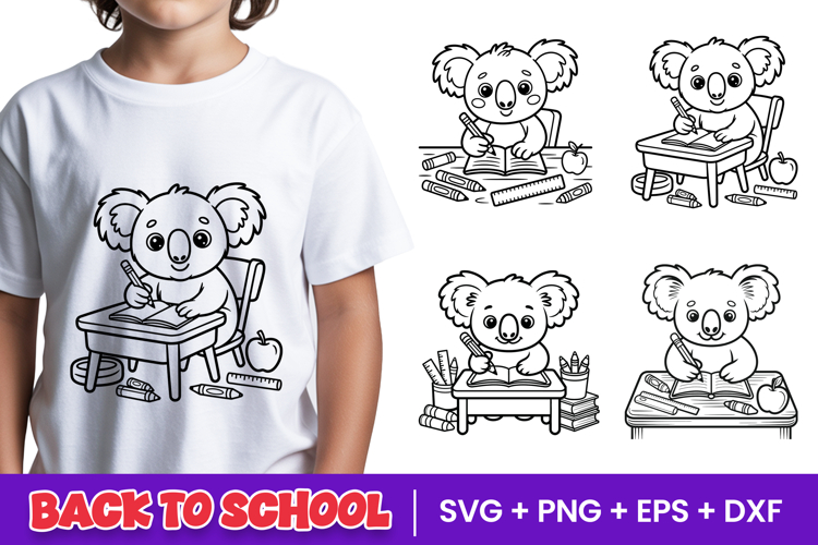 Cute School Koala Student SVG PNG