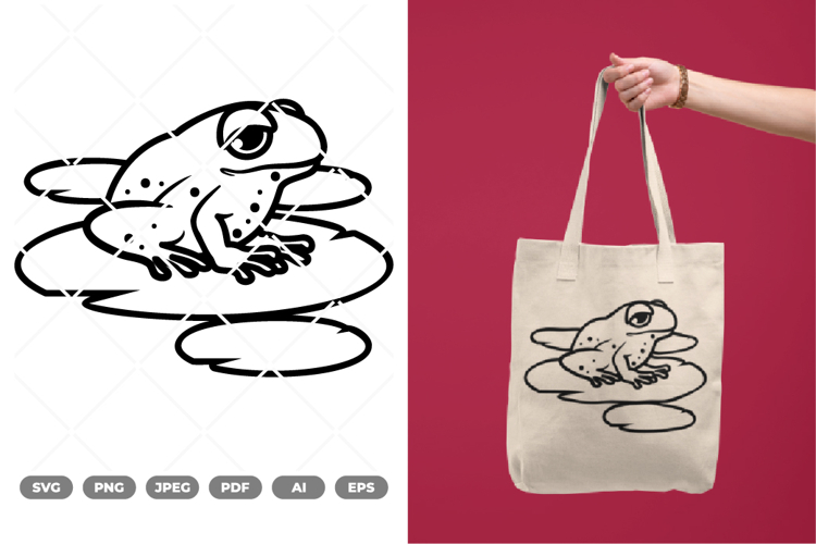 Frog on Lotus Leaf SVG & Clipart example image 1