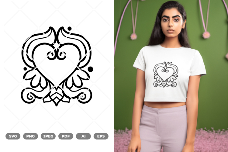 Floral Heart Tattoo SVG & Clipart