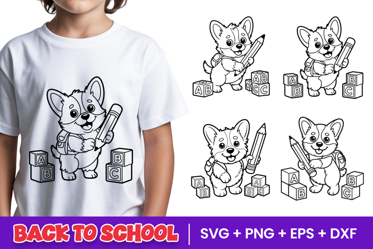 Cute School Corgi Student SVG PNG