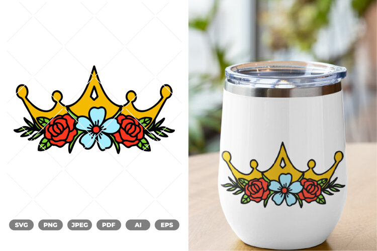 Floral Crown Colored SVG & Clipart example image 1