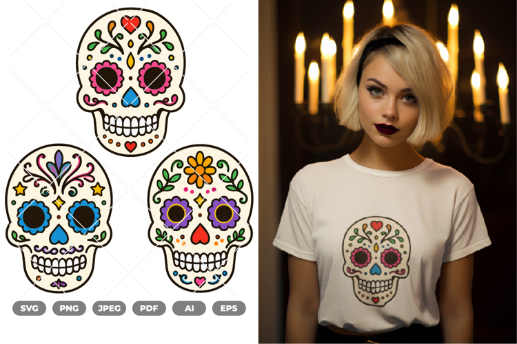 Sugar Skull Colored SVG & Clipart