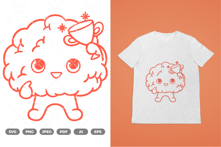 Brain Mascot SVG   Clipart