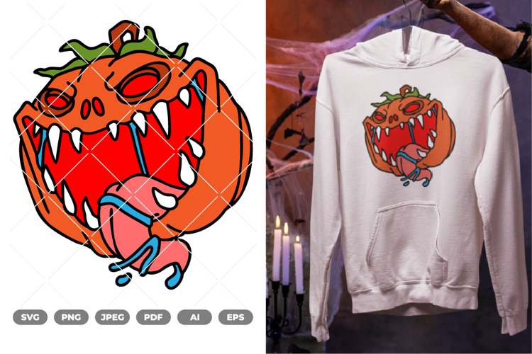 Monster Pumpkin Colored SVG & Clipart