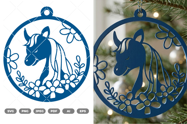 Unicorn Ornament SVG   Clipart