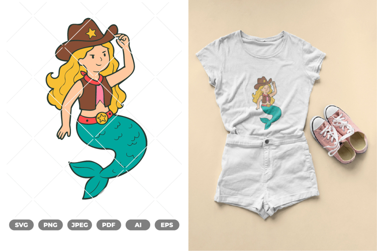 Cowgirl Mermaid SVG & Clipart