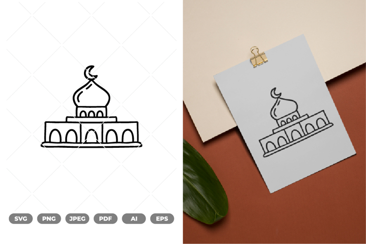 Mosque Doodle SVG   Clipart