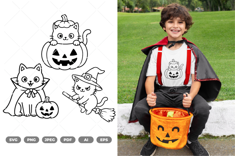 Cat and Pumpkin SVG & Clipart