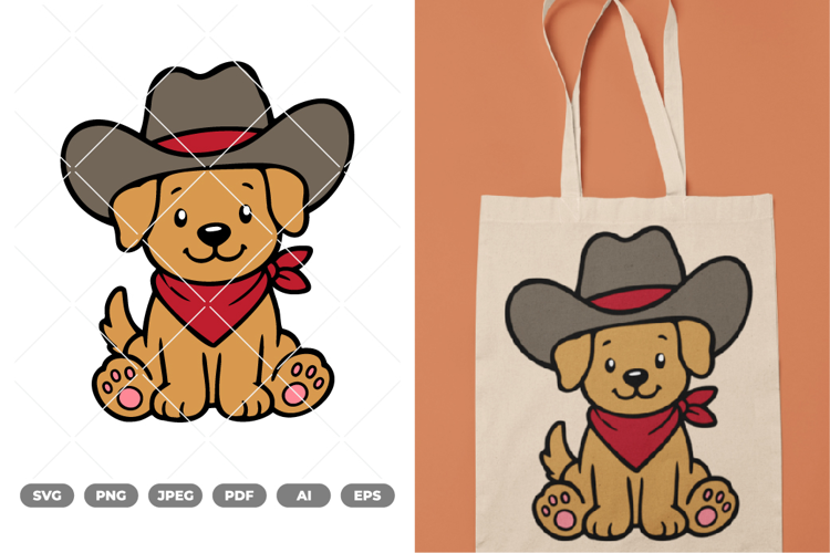Cowboy Puppy Colored SVG & Clipart