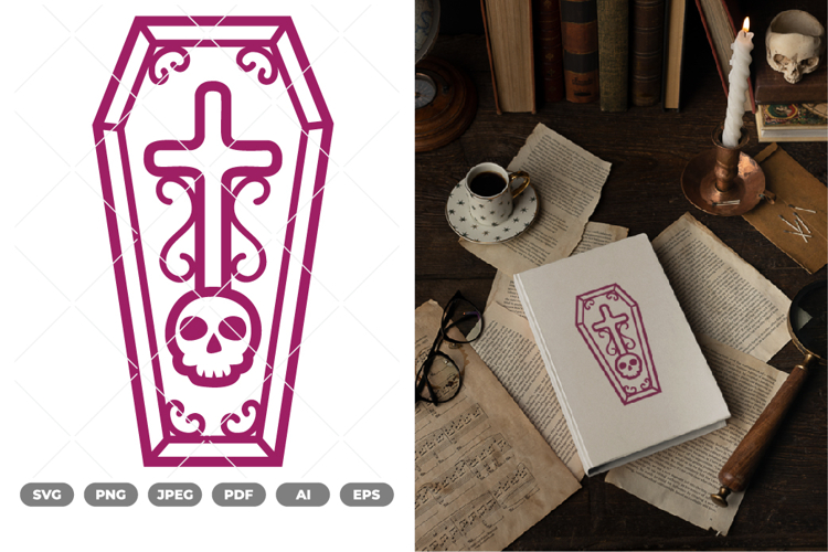 Coffin Skull SVG & Clipart