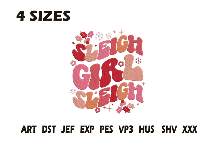 Sleigh Girl Sleigh Christmas Embroidery Design